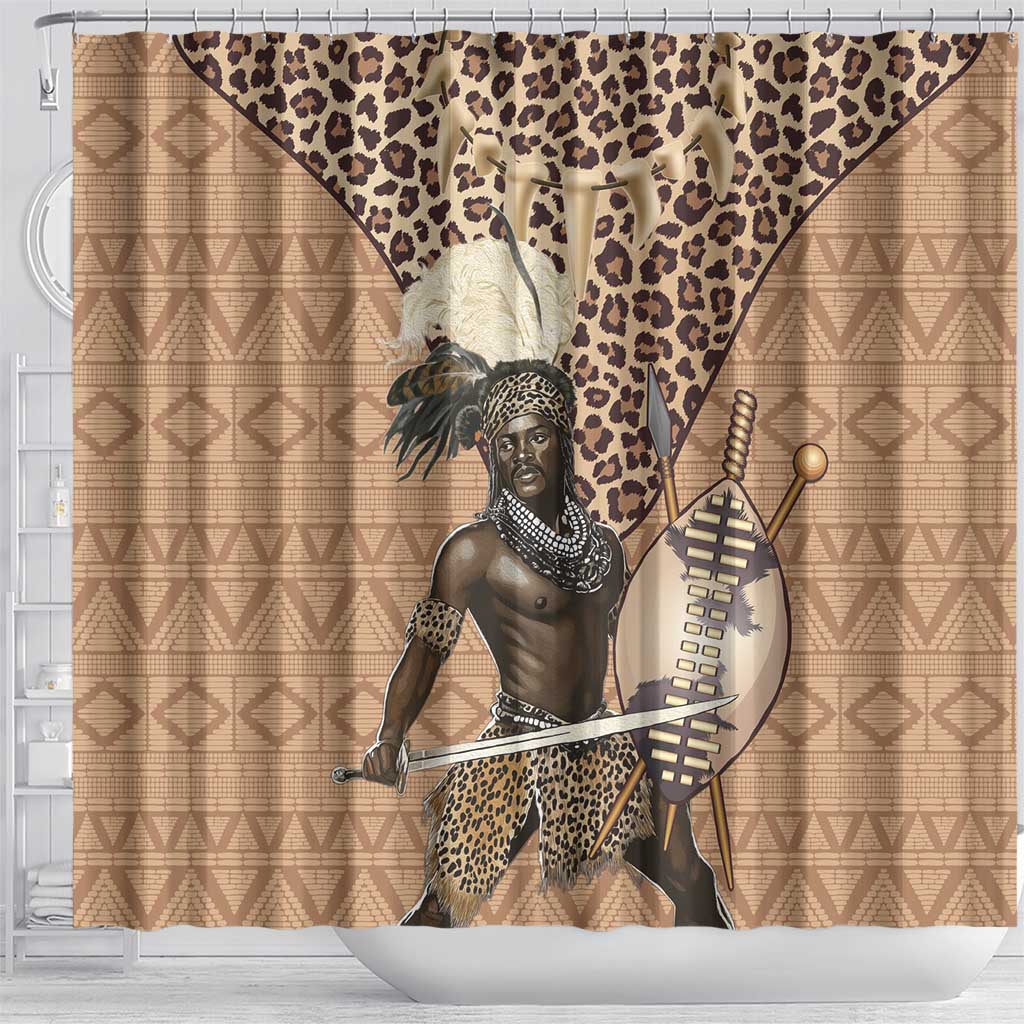South Africa Zulu People Shower Curtain Zulu Warrior - African Pattern
