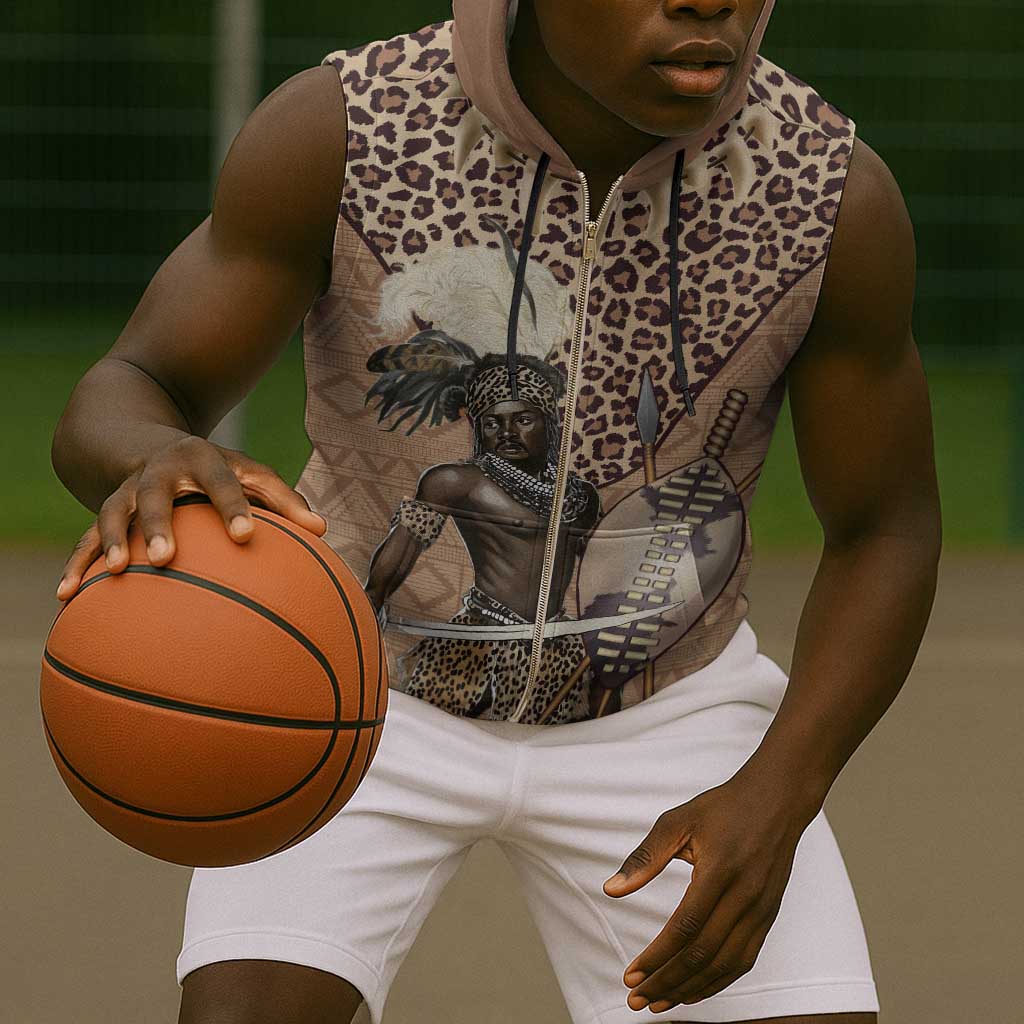 South Africa Zulu People Sleeveless Zip Hoodie Zulu Warrior - African Pattern - African Pride