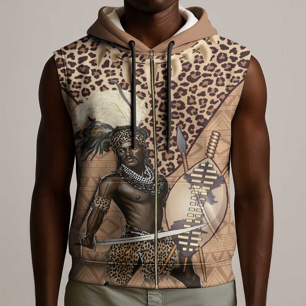 South Africa Zulu People Sleeveless Zip Hoodie Zulu Warrior - African Pattern - African Pride