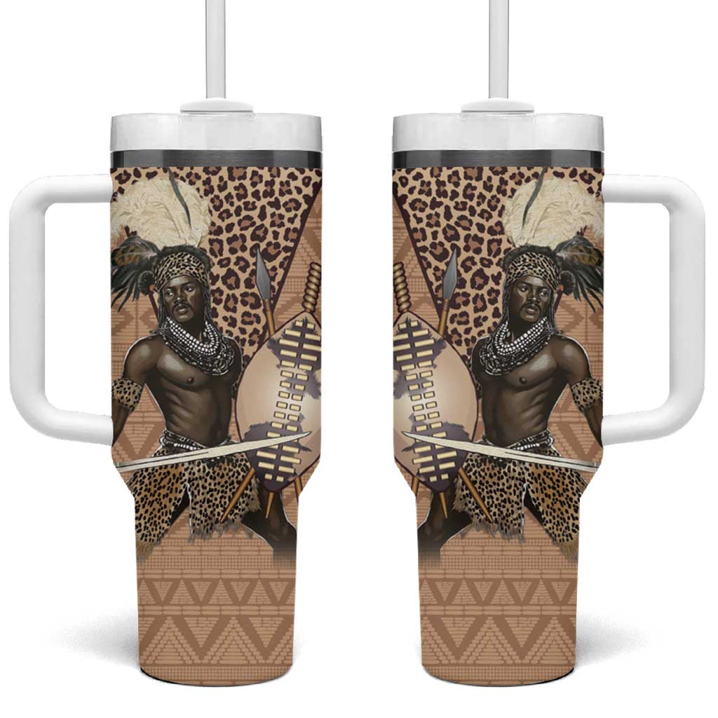 South Africa Zulu People Tumbler With Handle Zulu Warrior - African Pattern