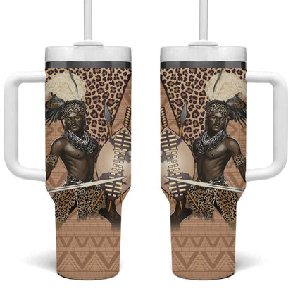 South Africa Zulu People Tumbler With Handle Zulu Warrior - African Pattern