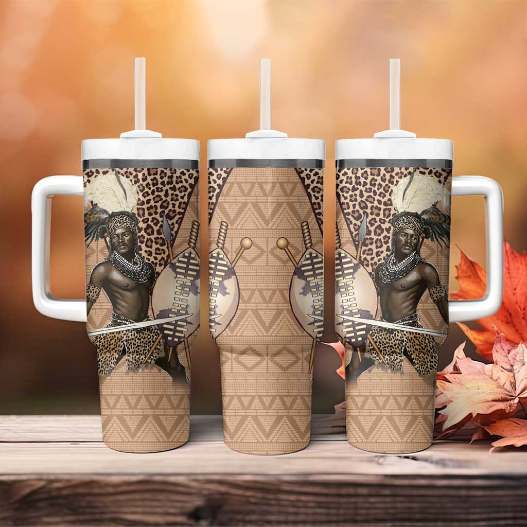 South Africa Zulu People Tumbler With Handle Zulu Warrior - African Pattern
