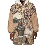 South Africa Zulu People Wearable Blanket Hoodie Zulu Warrior - African Pattern