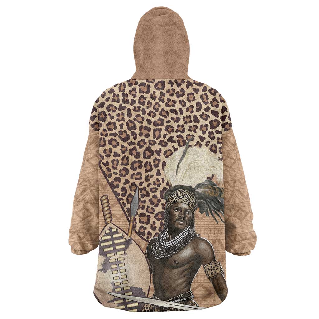 South Africa Zulu People Wearable Blanket Hoodie Zulu Warrior - African Pattern