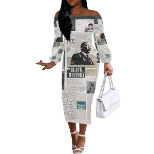 Civil Rights Leaders Off The Shoulder Long Sleeve Dress African-American History Month