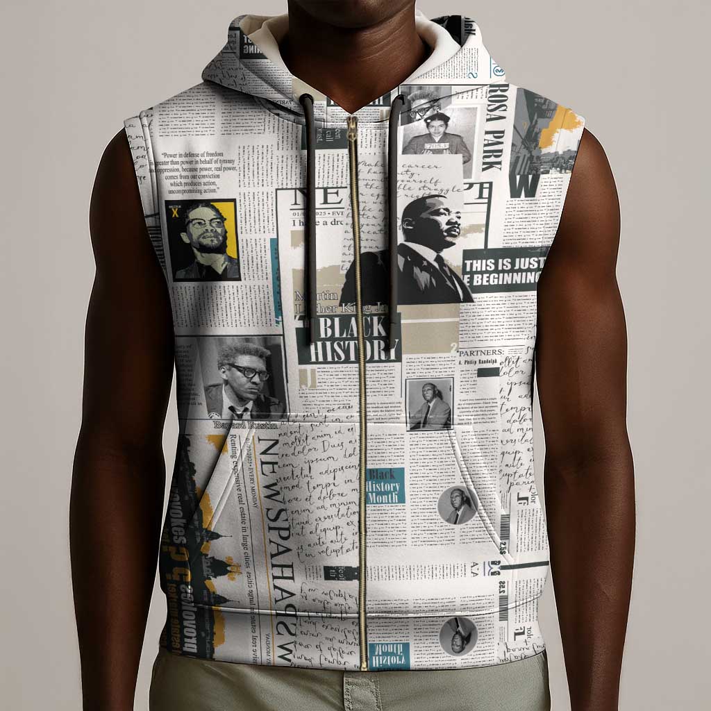 Civil Rights Leaders Sleeveless Zip Hoodie African-American History Month - African Pride
