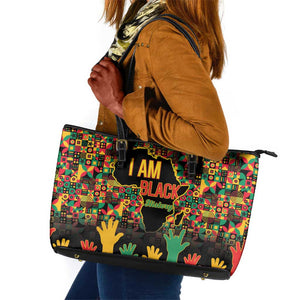 Black History Month Leather Tote Bag I'm Black And I'm Proud