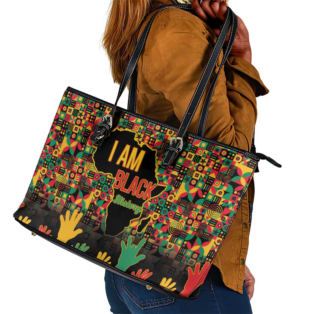 Black History Month Leather Tote Bag I'm Black And I'm Proud