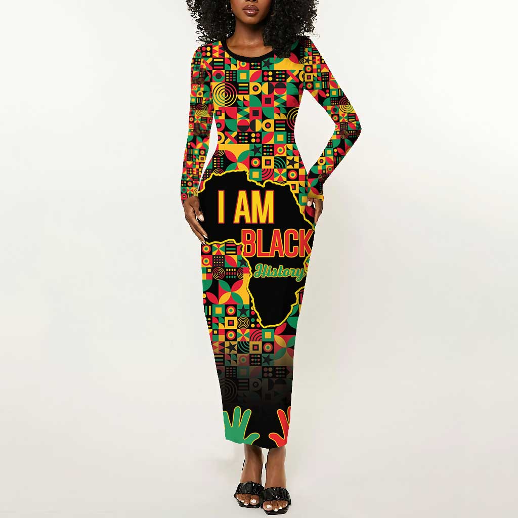 Black History Month Long Sleeve Bodycon Dress I'm Black And I'm Proud LT15