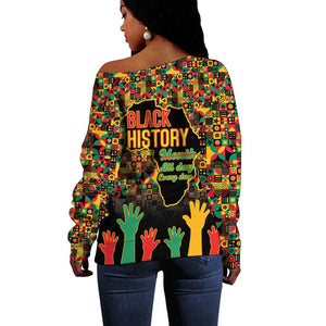 Black History Month Off Shoulder Sweater I'm Black And I'm Proud
