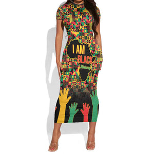 Black History Month Short Sleeve Bodycon Dress I'm Black And I'm Proud LT15