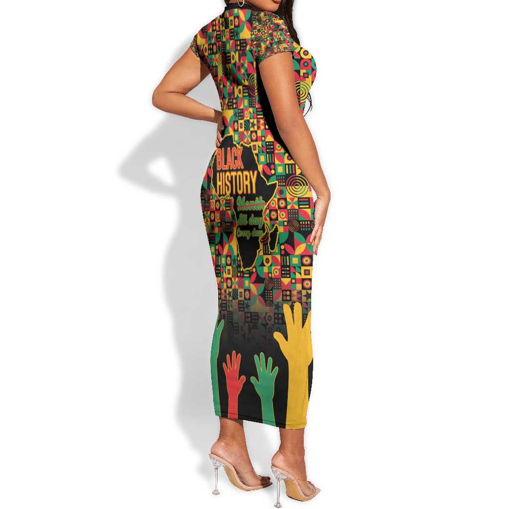 Black History Month Short Sleeve Bodycon Dress I'm Black And I'm Proud LT15
