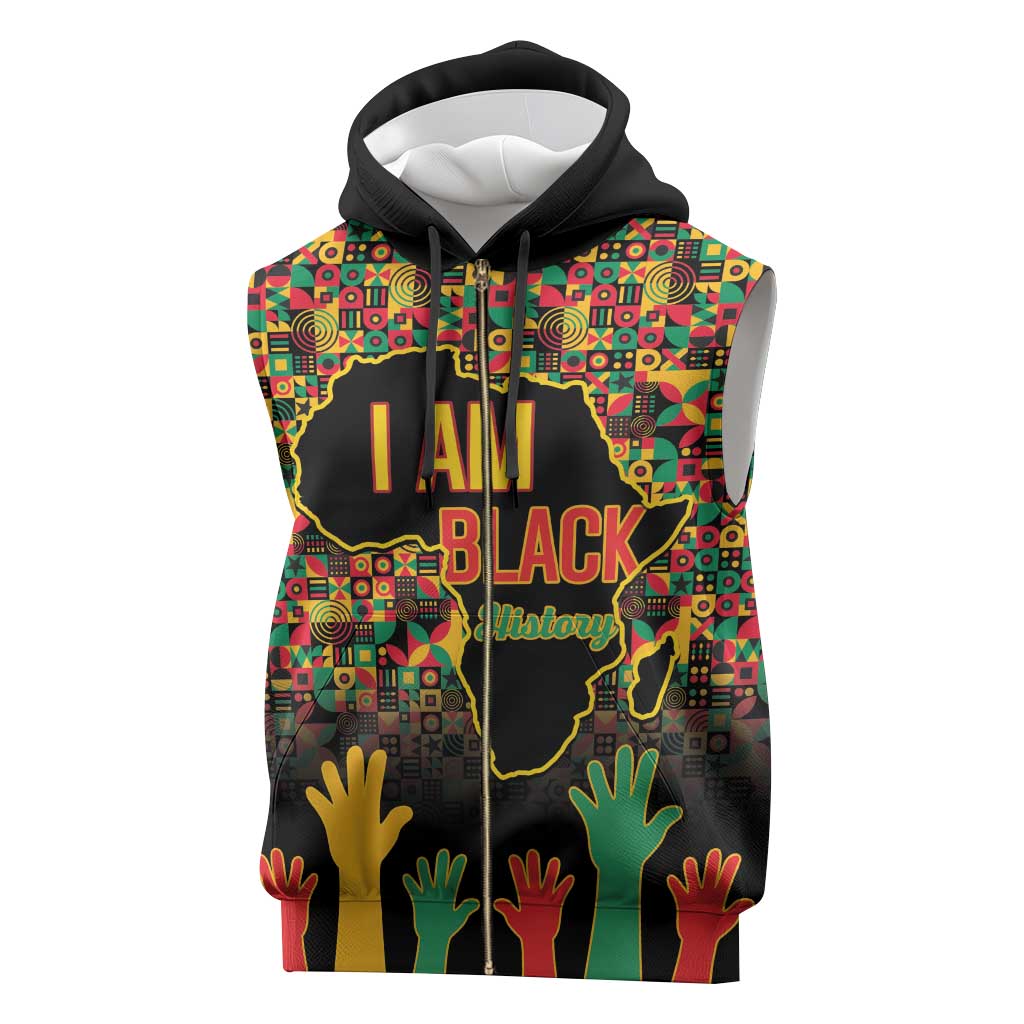 Black History Month Sleeveless Zip Hoodie I'm Black And I'm Proud - African Pride