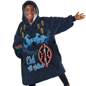 Happy Eid Al-Adha Kid Wearable Blanket Hoodie Kenya Mubarak