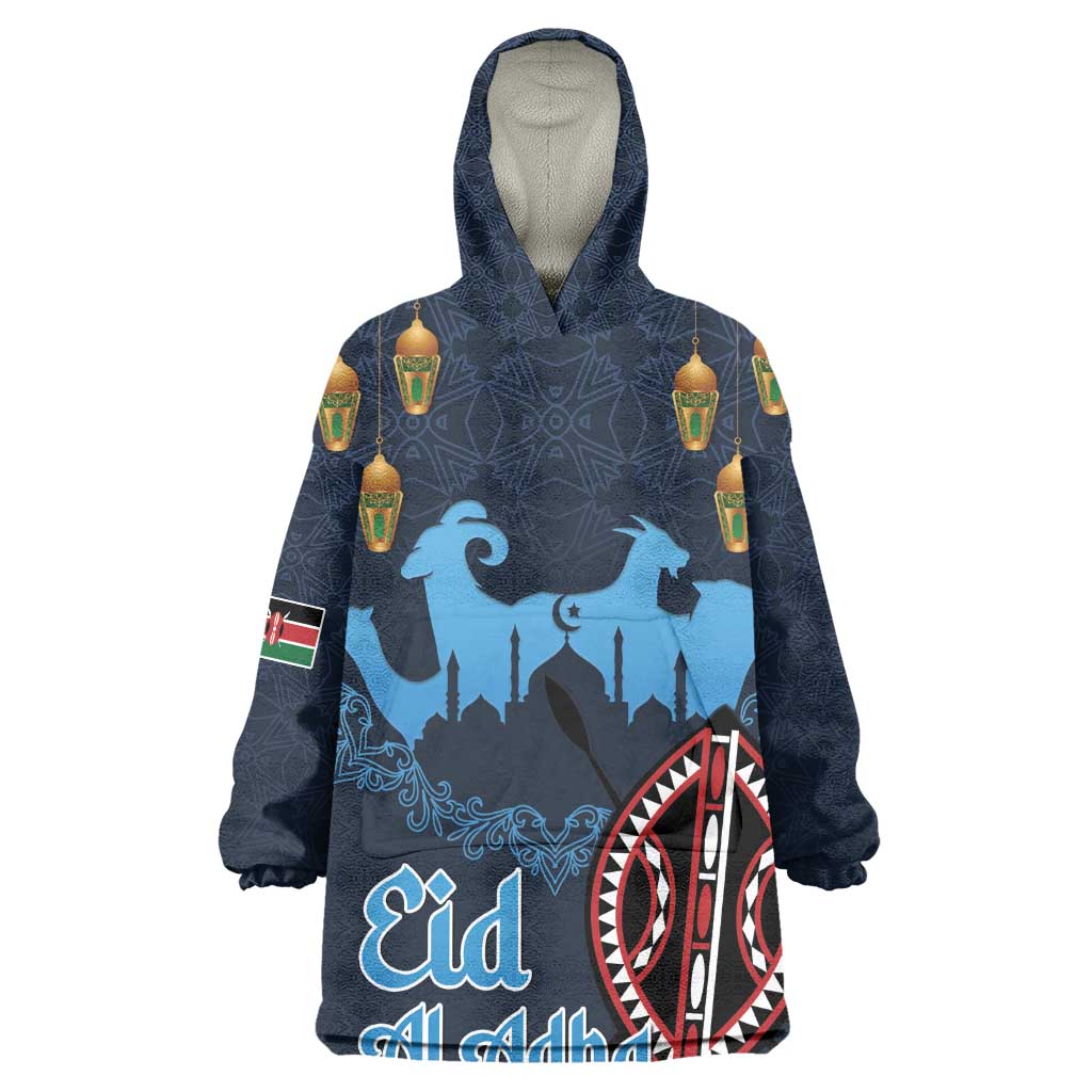 Happy Eid Al-Adha Kid Wearable Blanket Hoodie Kenya Mubarak