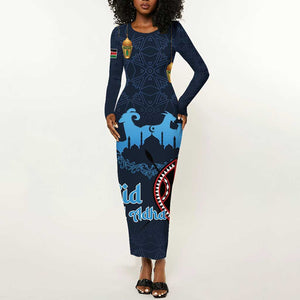 Happy Eid Al-Adha Long Sleeve Bodycon Dress Kenya Mubarak LT15