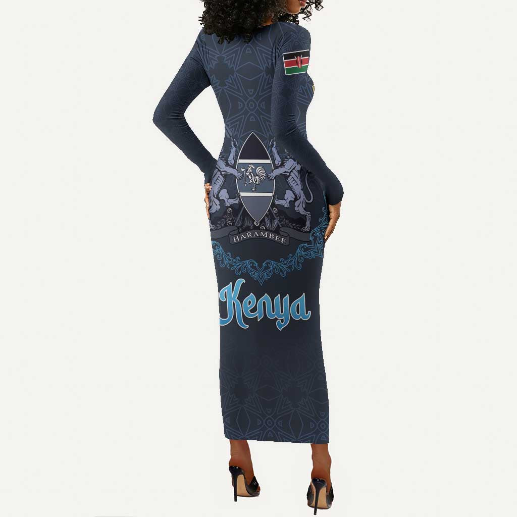 Happy Eid Al-Adha Long Sleeve Bodycon Dress Kenya Mubarak LT15