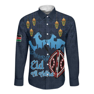 Happy Eid Al-Adha Long Sleeve Button Shirt Kenya Mubarak