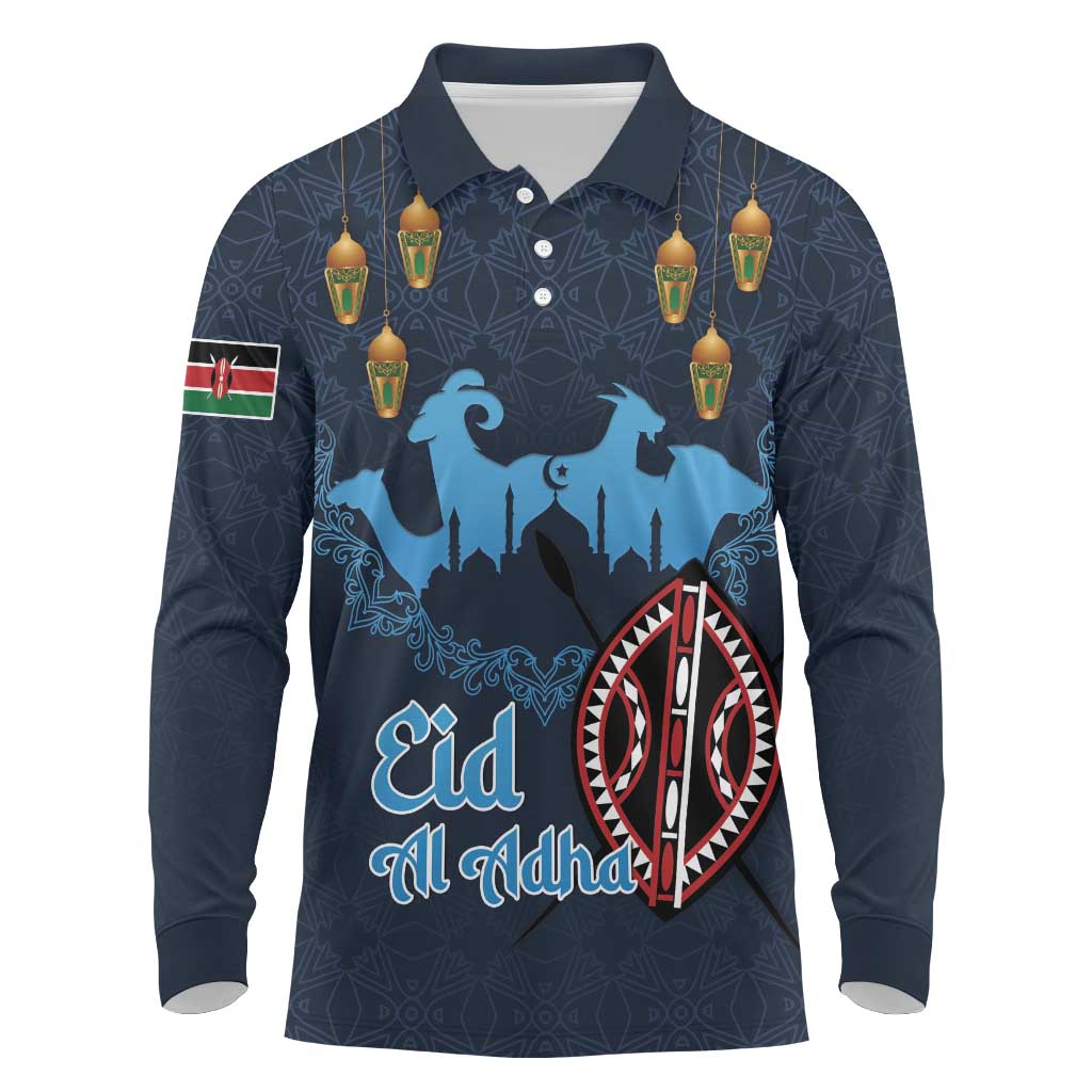 Happy Eid Al-Adha Long Sleeve Polo Shirt Kenya Mubarak
