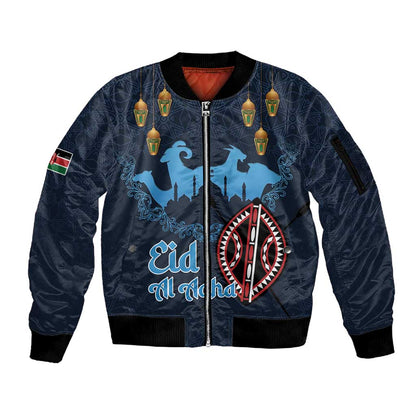 Happy Eid Al-Adha Sleeve Zip Bomber Jacket Kenya Mubarak