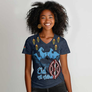 Happy Eid Al-Adha Women V-Neck T-Shirt Kenya Mubarak