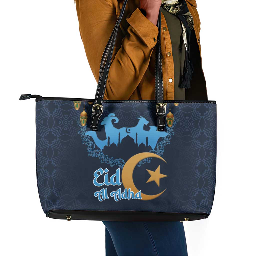 Happy Eid Al-Adha Leather Tote Bag Algeria Mubarak