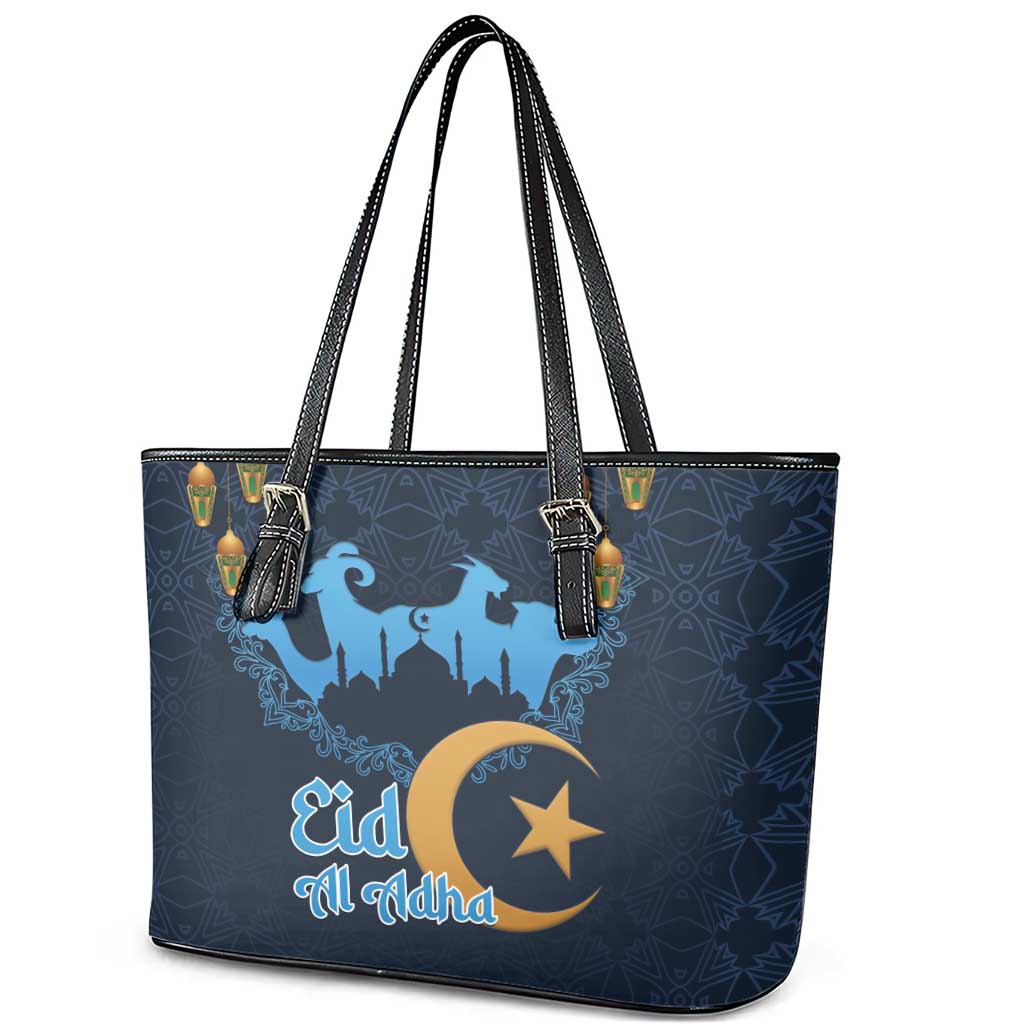 Happy Eid Al-Adha Leather Tote Bag Algeria Mubarak
