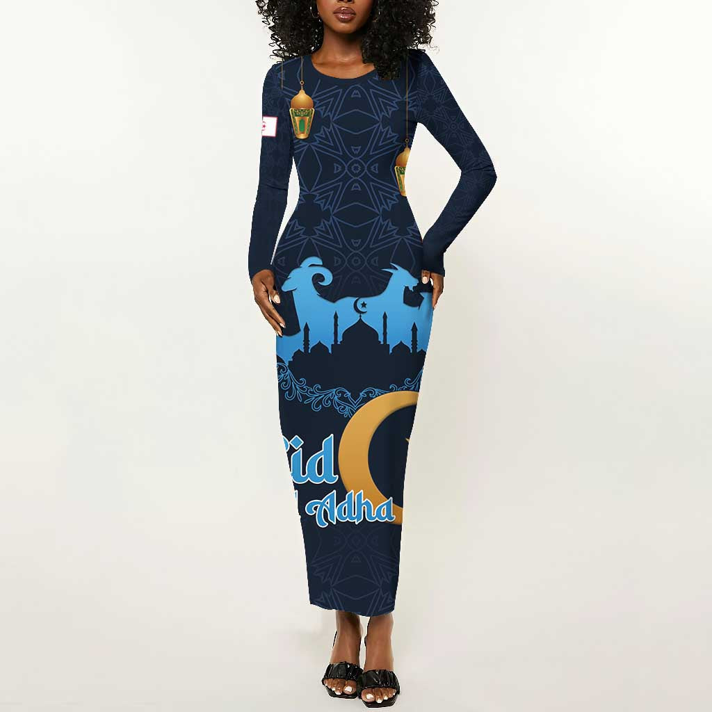 Happy Eid Al-Adha Long Sleeve Bodycon Dress Algeria Mubarak LT15