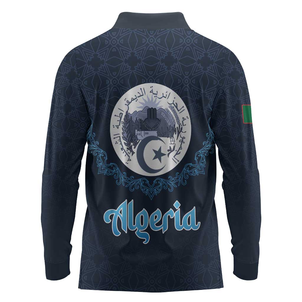 Happy Eid Al-Adha Long Sleeve Polo Shirt Algeria Mubarak