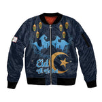 Happy Eid Al-Adha Sleeve Zip Bomber Jacket Algeria Mubarak
