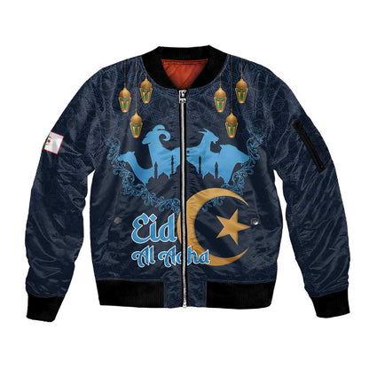 Happy Eid Al-Adha Sleeve Zip Bomber Jacket Algeria Mubarak