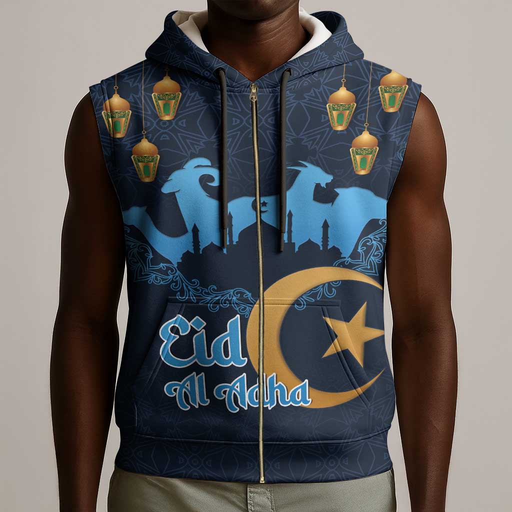 Happy Eid Al-Adha Sleeveless Zip Hoodie Algeria Mubarak - African Pride
