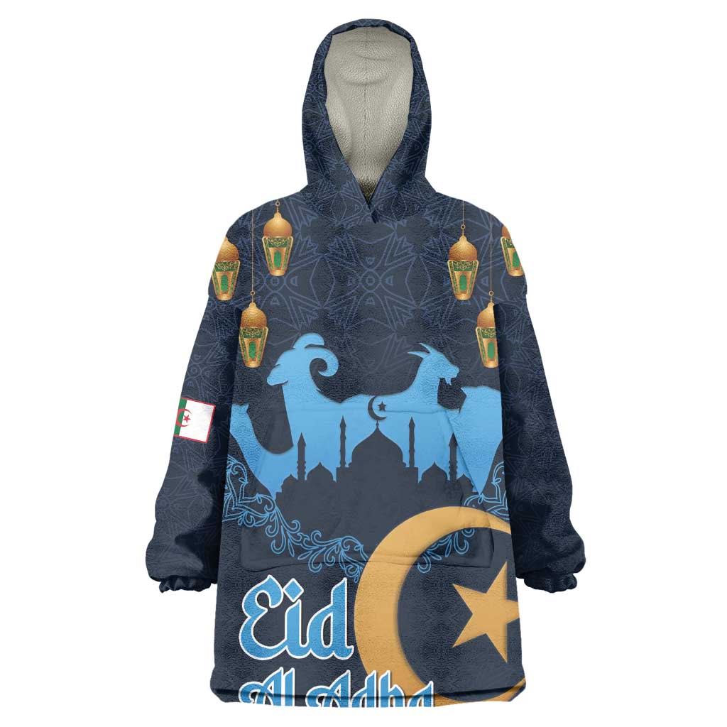 Happy Eid Al-Adha Wearable Blanket Hoodie Algeria Mubarak