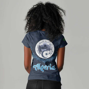 Happy Eid Al-Adha Women V-Neck T-Shirt Algeria Mubarak