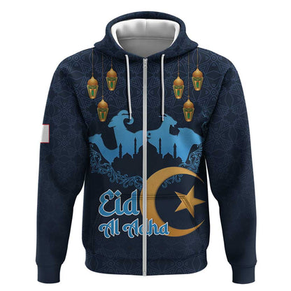 Happy Eid Al-Adha Zip Hoodie Algeria Mubarak