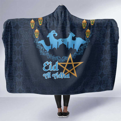 Happy Eid Al-Adha Hooded Blanket Morocco Mubarak