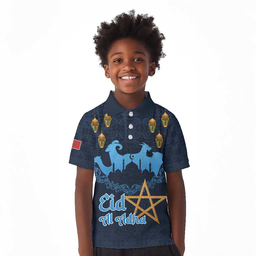 Happy Eid Al-Adha Kid Polo Shirt Morocco Mubarak