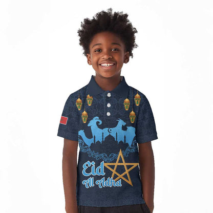 Happy Eid Al-Adha Kid Polo Shirt Morocco Mubarak