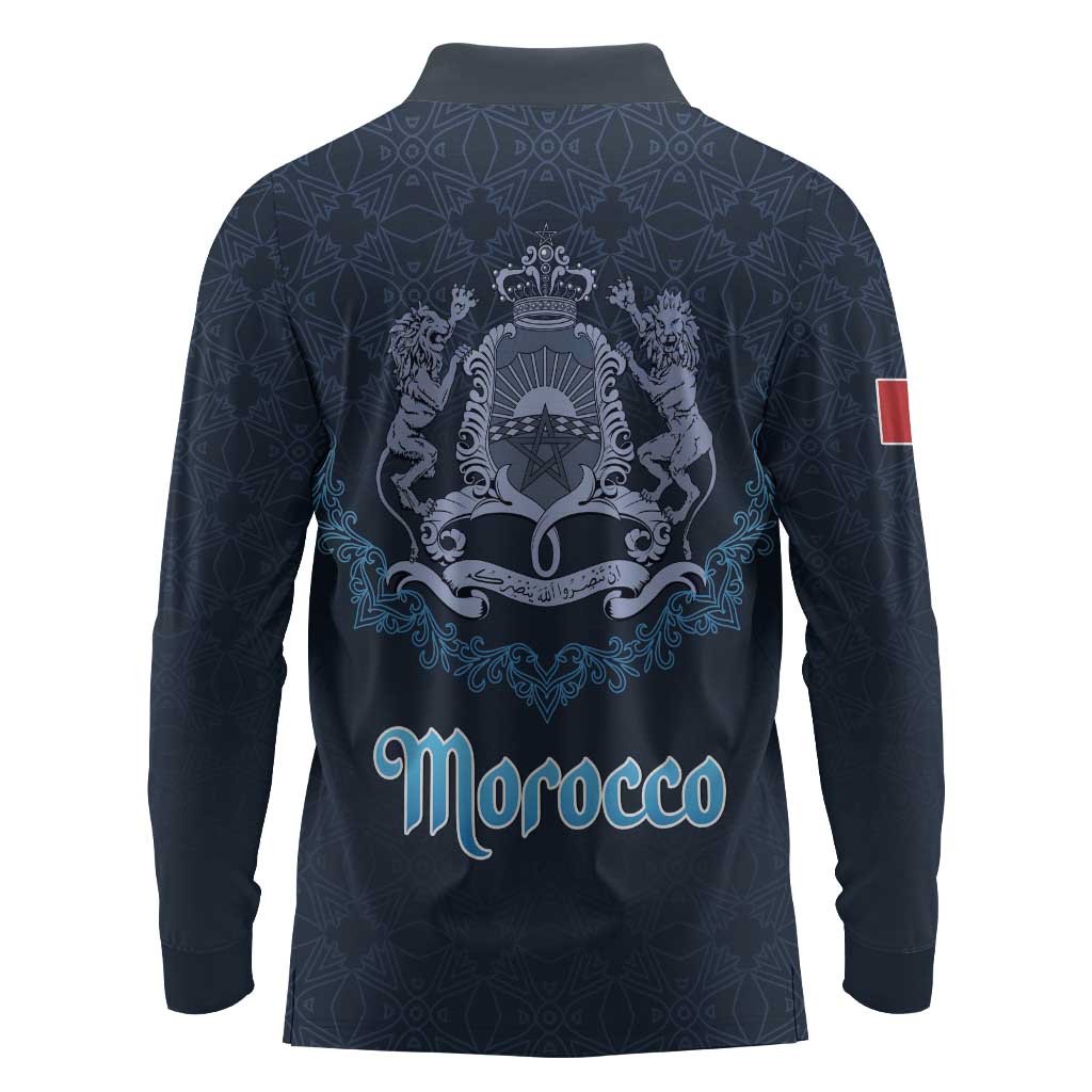 Happy Eid Al-Adha Long Sleeve Polo Shirt Morocco Mubarak