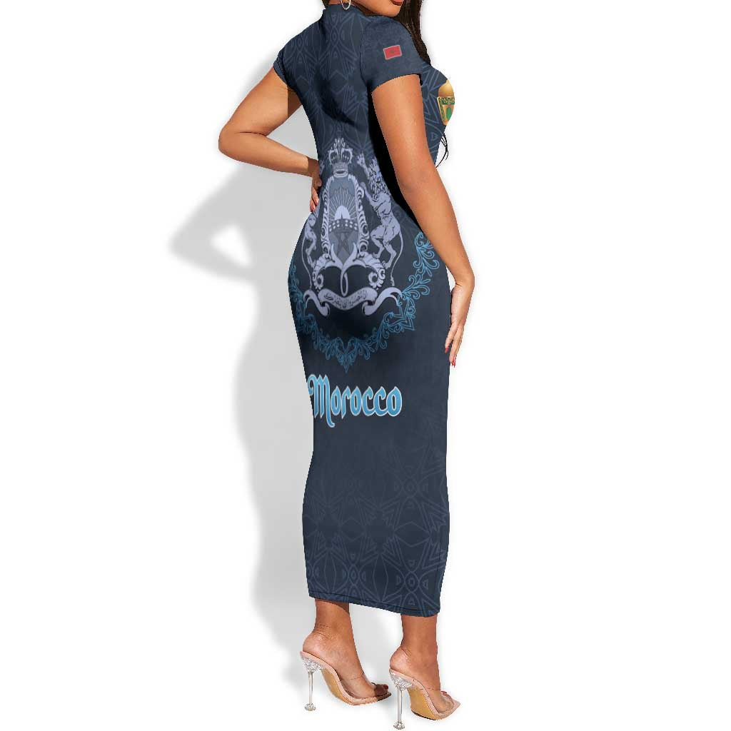 Happy Eid Al-Adha Short Sleeve Bodycon Dress Morocco Mubarak LT15
