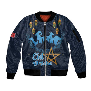 Happy Eid Al-Adha Sleeve Zip Bomber Jacket Morocco Mubarak