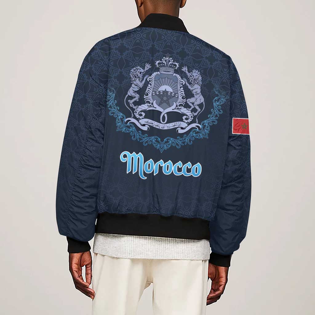 Happy Eid Al-Adha Sleeve Zip Bomber Jacket Morocco Mubarak