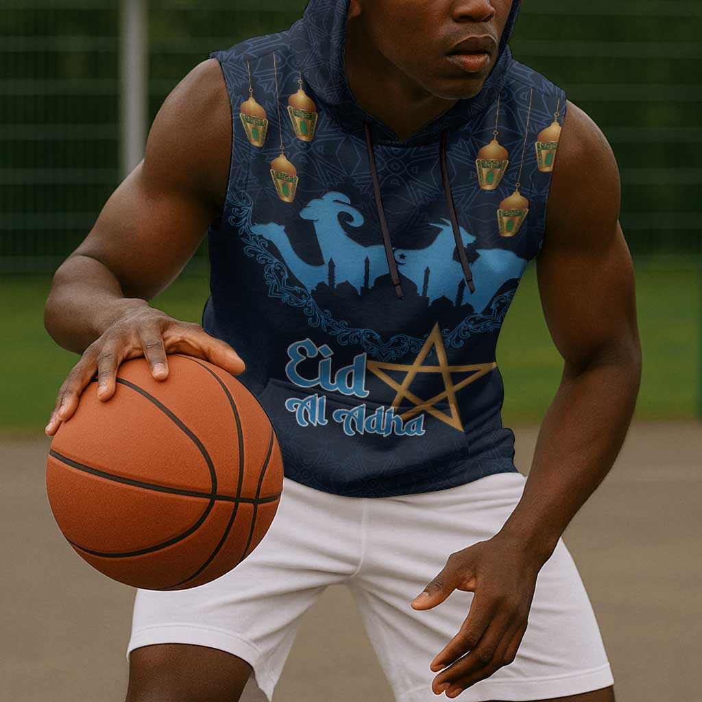Happy Eid Al-Adha Sleeveless Hoodie Morocco Mubarak - African Pride