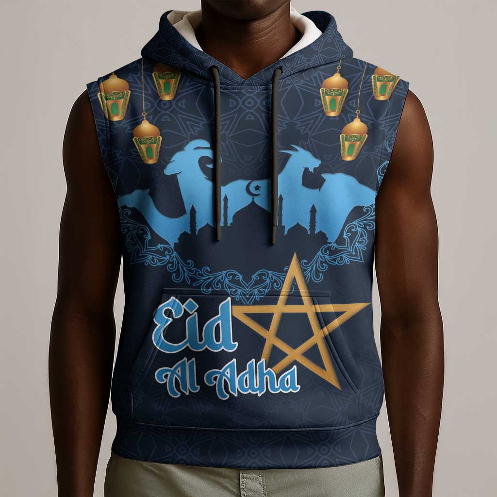 Happy Eid Al-Adha Sleeveless Hoodie Morocco Mubarak - African Pride