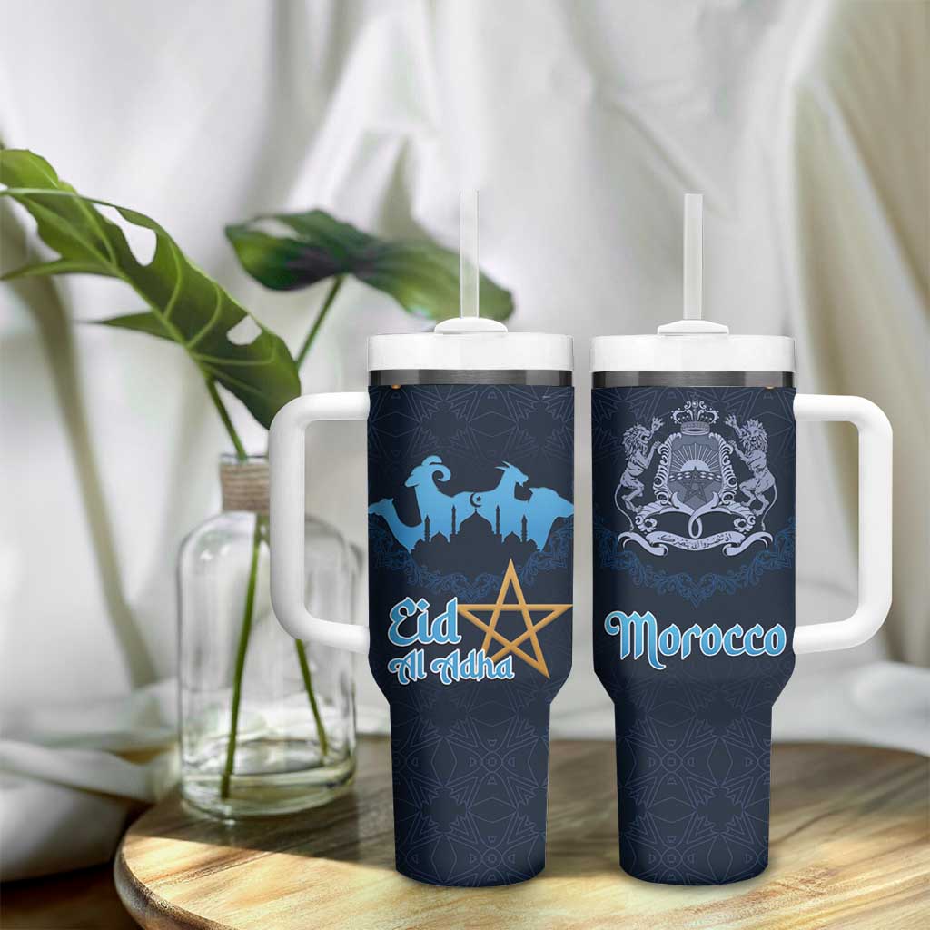 Happy Eid Al-Adha Tumbler With Handle Morocco Mubarak