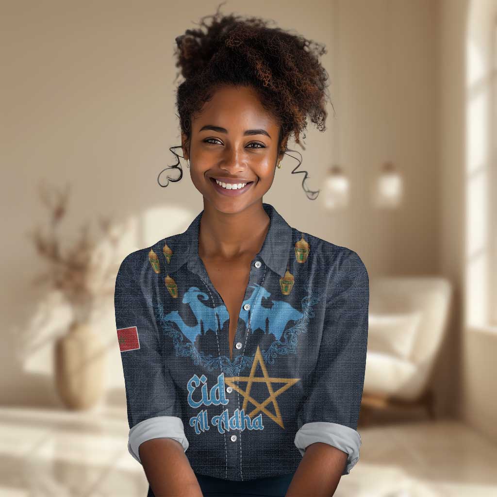 Happy Eid Al-Adha Women Casual Shirt Morocco Mubarak