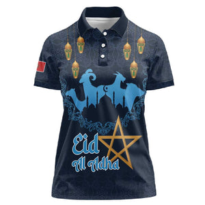 Happy Eid Al-Adha Women Polo Shirt Morocco Mubarak