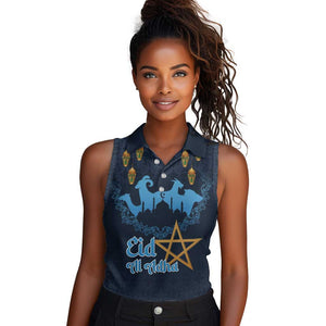 Happy Eid Al-Adha Women Sleeveless Polo Shirt Morocco Mubarak