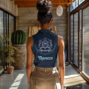 Happy Eid Al-Adha Women Sleeveless Polo Shirt Morocco Mubarak