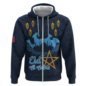 Happy Eid Al-Adha Zip Hoodie Morocco Mubarak